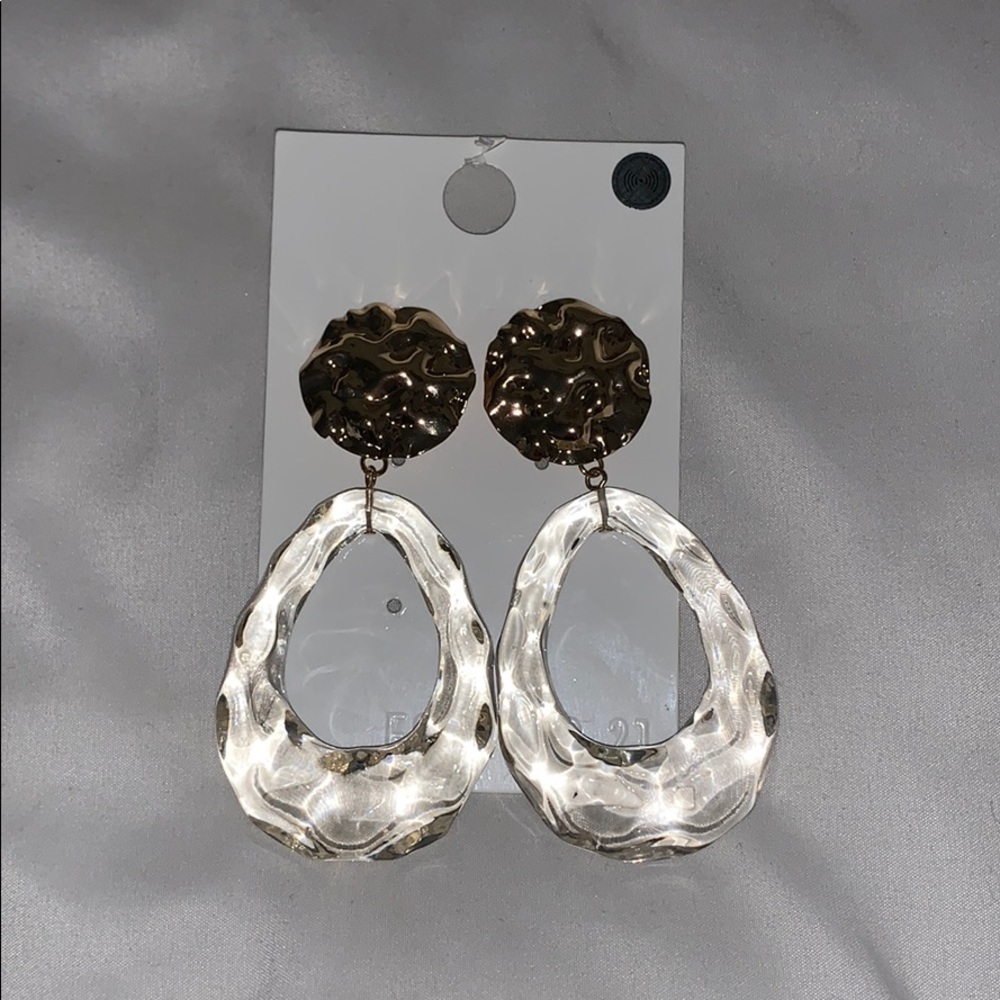 Gold and clear earrings